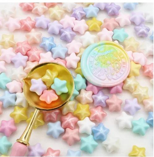 100pcs Pearlescent Mixed Color Wax Grains Macaroon Lucky Star Candle Making Material DIY Scrapbooking Invitation Sealing Wax