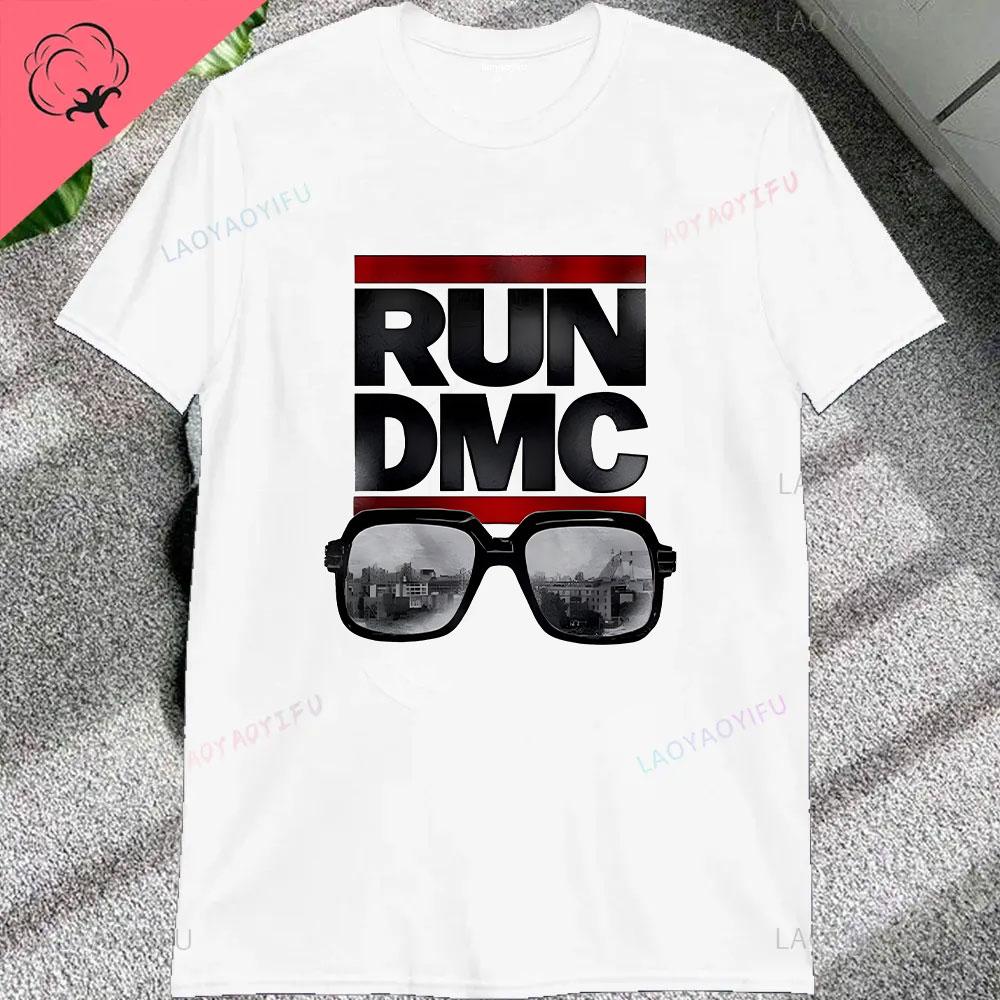 Vintage Run Dmc Hip Hop Rock Muisc Printed Graphic Male Tshirts Short Sleeve Streetwear Loose Women Tshirt Casual Fashion Tees