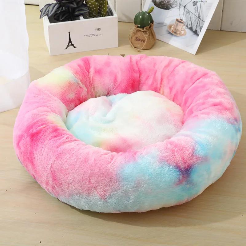 Okrągły pluszowy szczeniak Sfinks łóżko dla kota głębokie spanie legowiska dla kotów Gotas Katten Kedi Garfield Nest Sofa mascotas Materiały Produkty