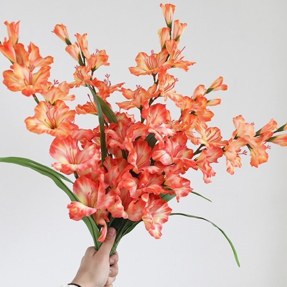 86cm Artificial Gladioluses Branch 12 Heads Floral Art Fake Larkspur Flowers Real Touch Handmade Silk Fake Flowers Garden Decor