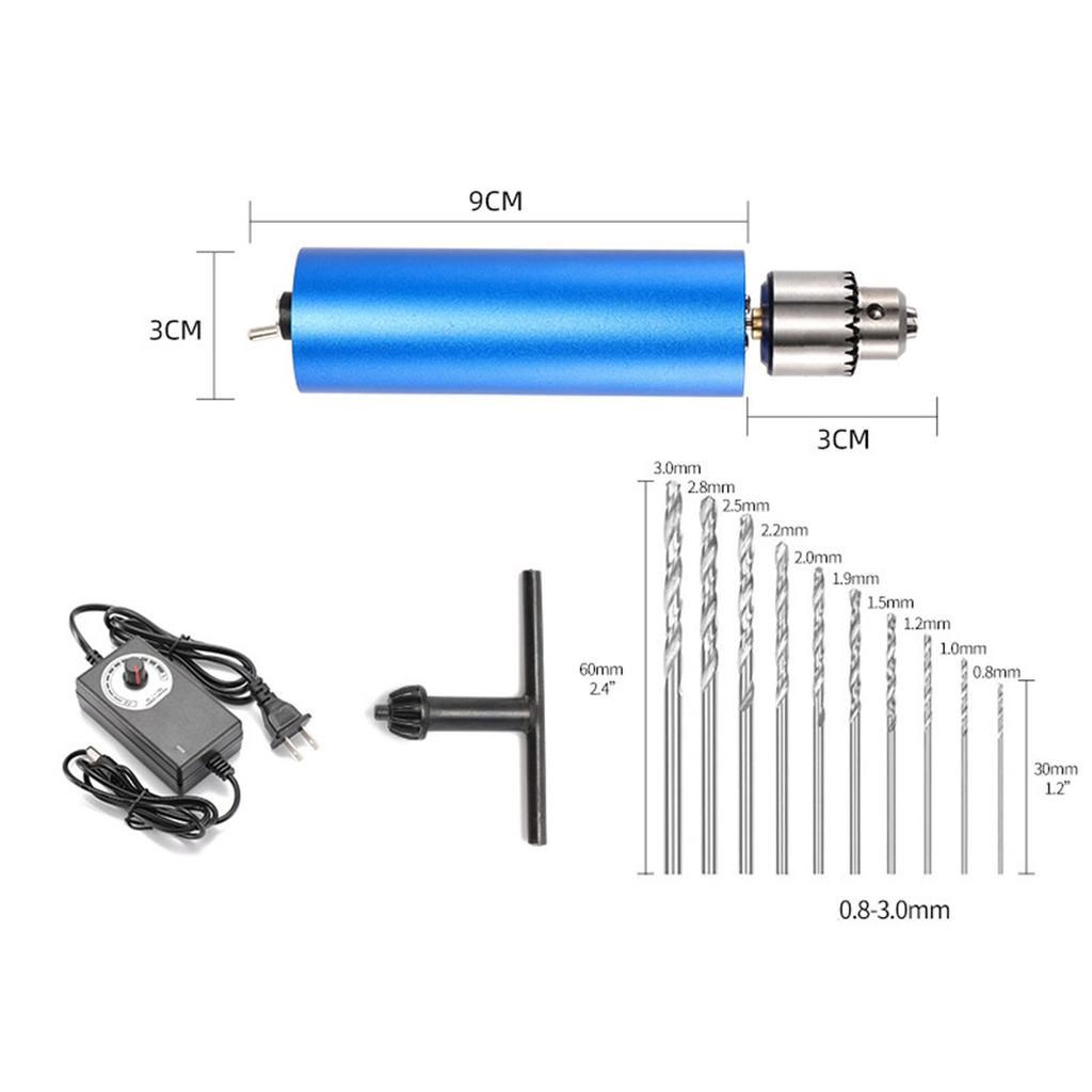 Mini Electric Grinder Set Stepless Speed Regulation Handheld Grinding Engraving Tool with 10 Drilling Bits Standard Kit