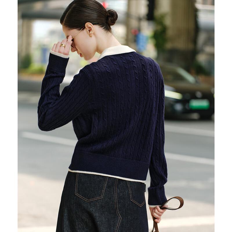 GIOVANNI VALENTINO Women's Pure Wool Faux Two-Piece Knitted Cardigan