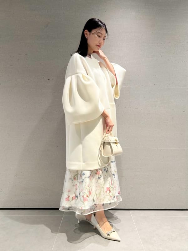 Layered Flower Print Skirt CWFS251054OWHT38