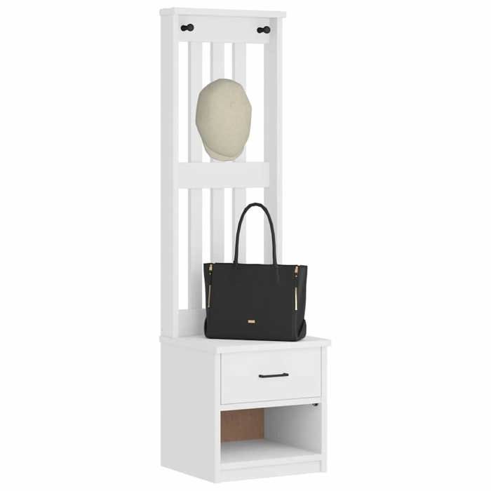 VidaXL Portemanteau SANDNES blanc 45x40x159,5 cm bois massif pin, banc de couloir, meuble de rangement de couloir 4010483