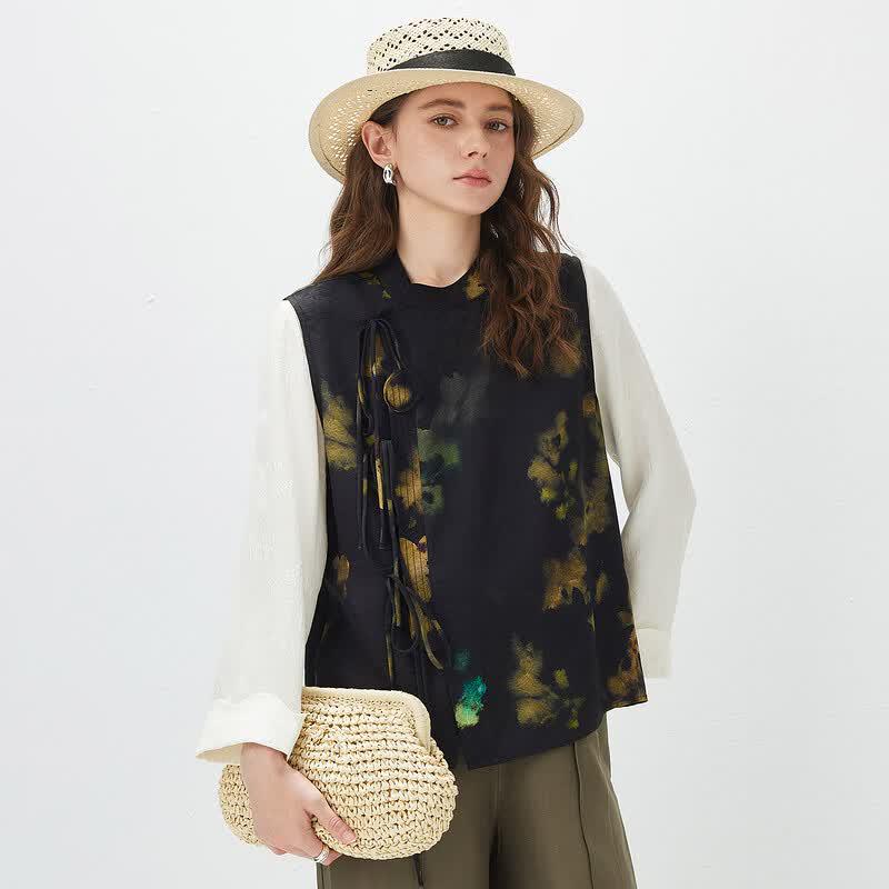 Komongboka Women's Silk Jacquard Sleeveless Vest