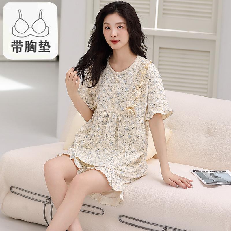 Pajamas Women'S Pure Cotton Short-Sleeved Shorts Student Cartoon Pullover Cotton Korean Version Women'S Loungewear