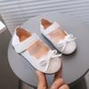 1-8 Years Girls Shoes British Style Solid Color Casual Shoes Bow Design Non-slip Soft Sole Princess Shoes