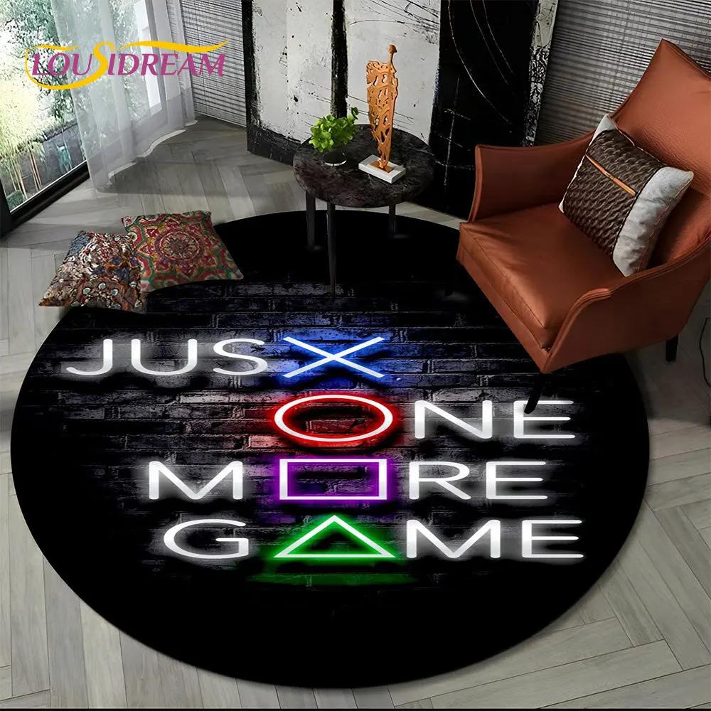 Cartoon Gamer Game Controller Round Area Rug,Circle Carpet Rug for Living Room Children's Bedroom Sofa Decor,Non-slip Floor Mat