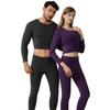 Men's and Women's Fleece-lined Crew Neck Warm Underwear Set: Heat-generating, Cold-proof, Pure Cotton for Autumn.