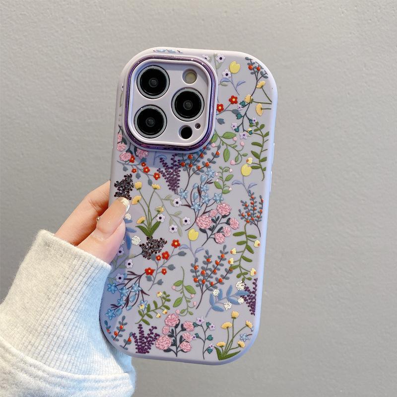Creative flowers apply to Apple 17promax fine hole fat mobile phone case iPhone new models