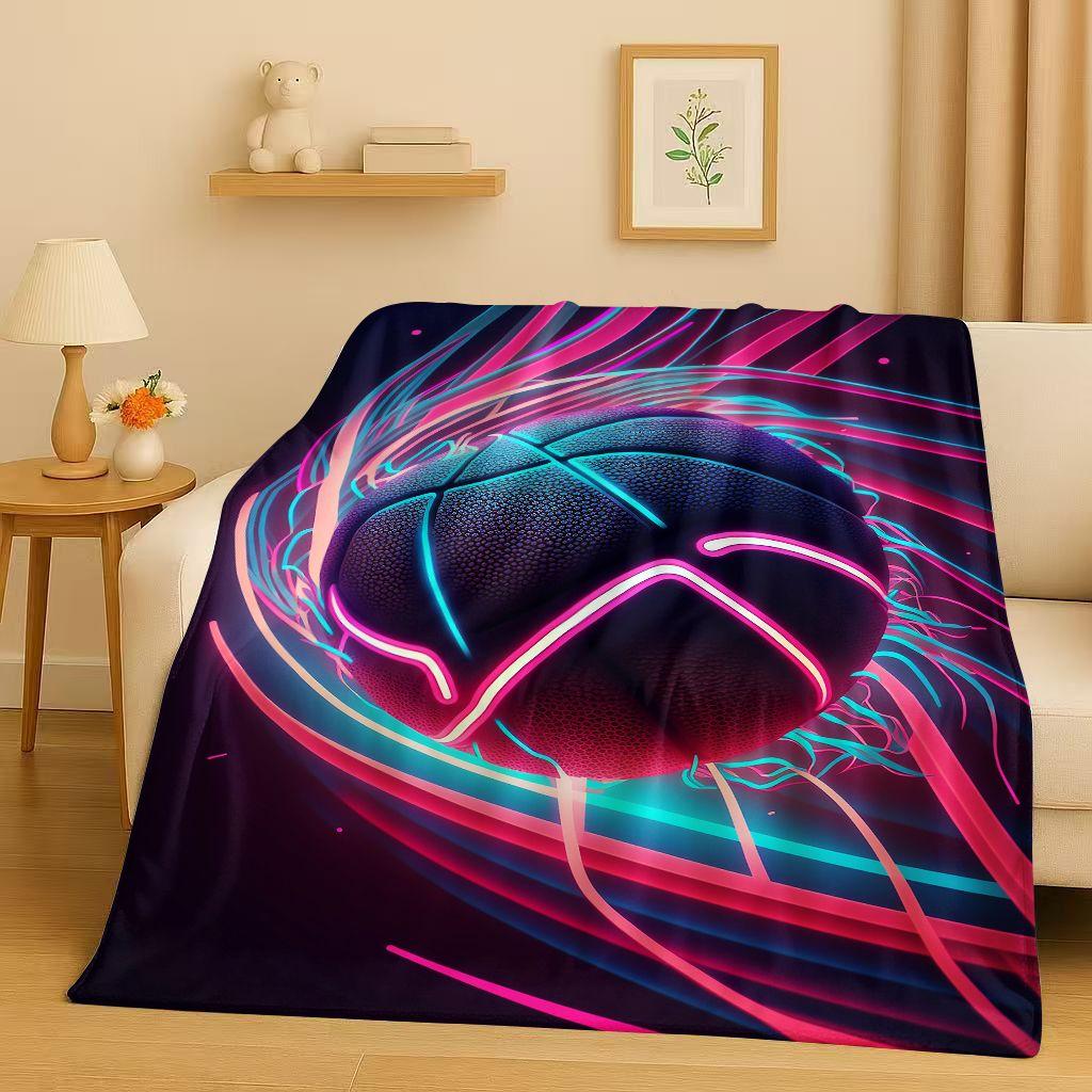 2026 New Basketball Court Art Flannel Blanket,Ultra Soft Warm Plush Throw for Home Bedroom Bed Sofa Cover Travel Camping Gift
