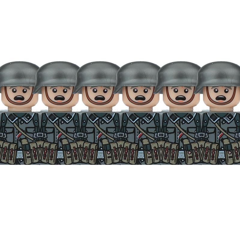 Ww2 Military German Soldiers Figures Helmet Building Blocks Army Infantry Warrior Gunner Armour Cannon Vest Weapons Bricks Toys