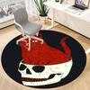 1PC Cat Skull Office Round Area Rug, Mat Suitable For Office, Under Office Chairs Bedroom Living Room Home Decor, Room Deco