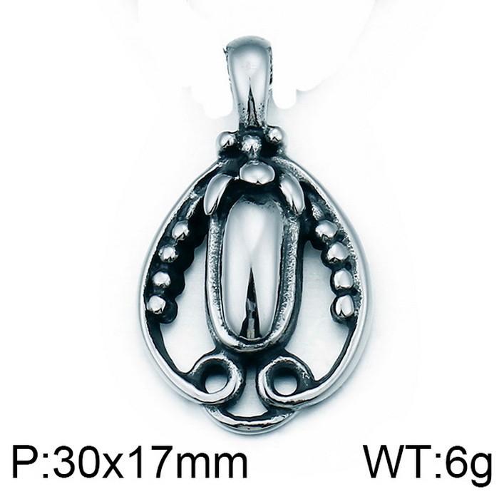 Vintage Cross Flower Inlaid With Black Zircon Necklace, Punk Style Personality Smeared Feathers Pentagram Titanium Steel Men'S Pendant