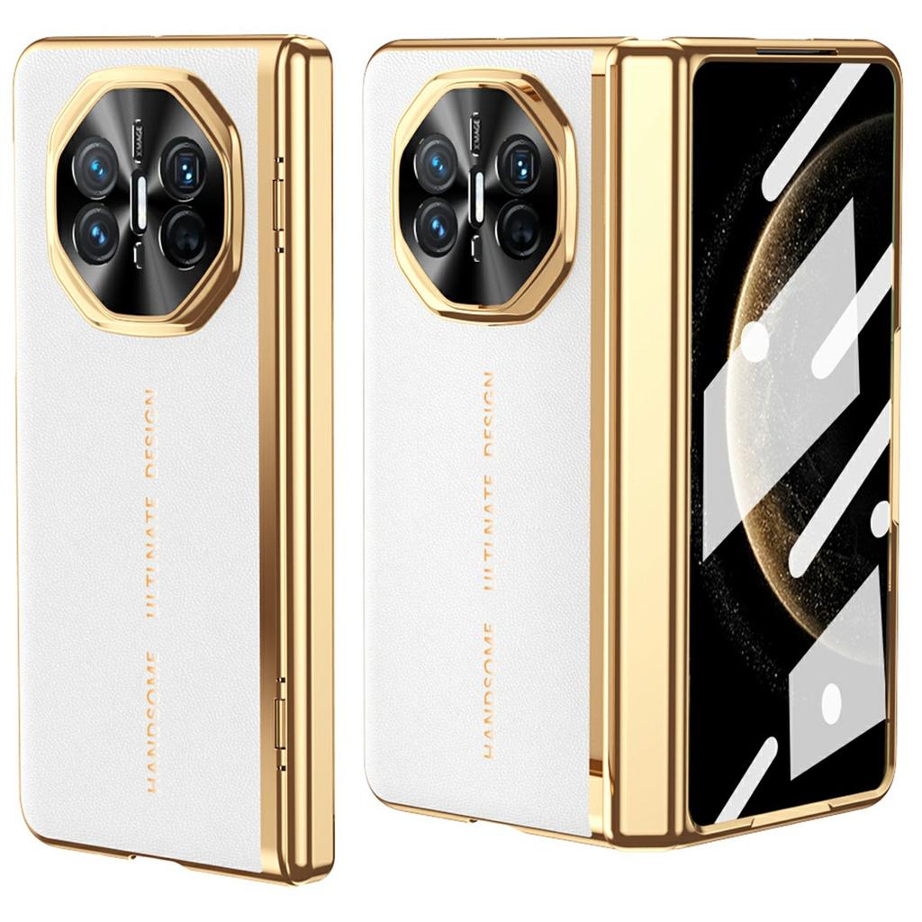 Für Huawei Mate X6 Hülle PU Leder+PC Galvanisierung Handyhülle mit gehärtetem Glas Bildschirmschutz
