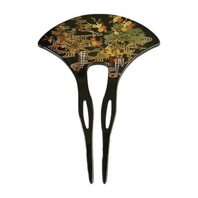 Lacquerware Kanzashi Hairpin - Kaga Hon Makie Yamanaka Lacquerware - U-Shaped / Fan-Shaped / Two-Pronged / Ginkgo Leaf Design - For Weddings,