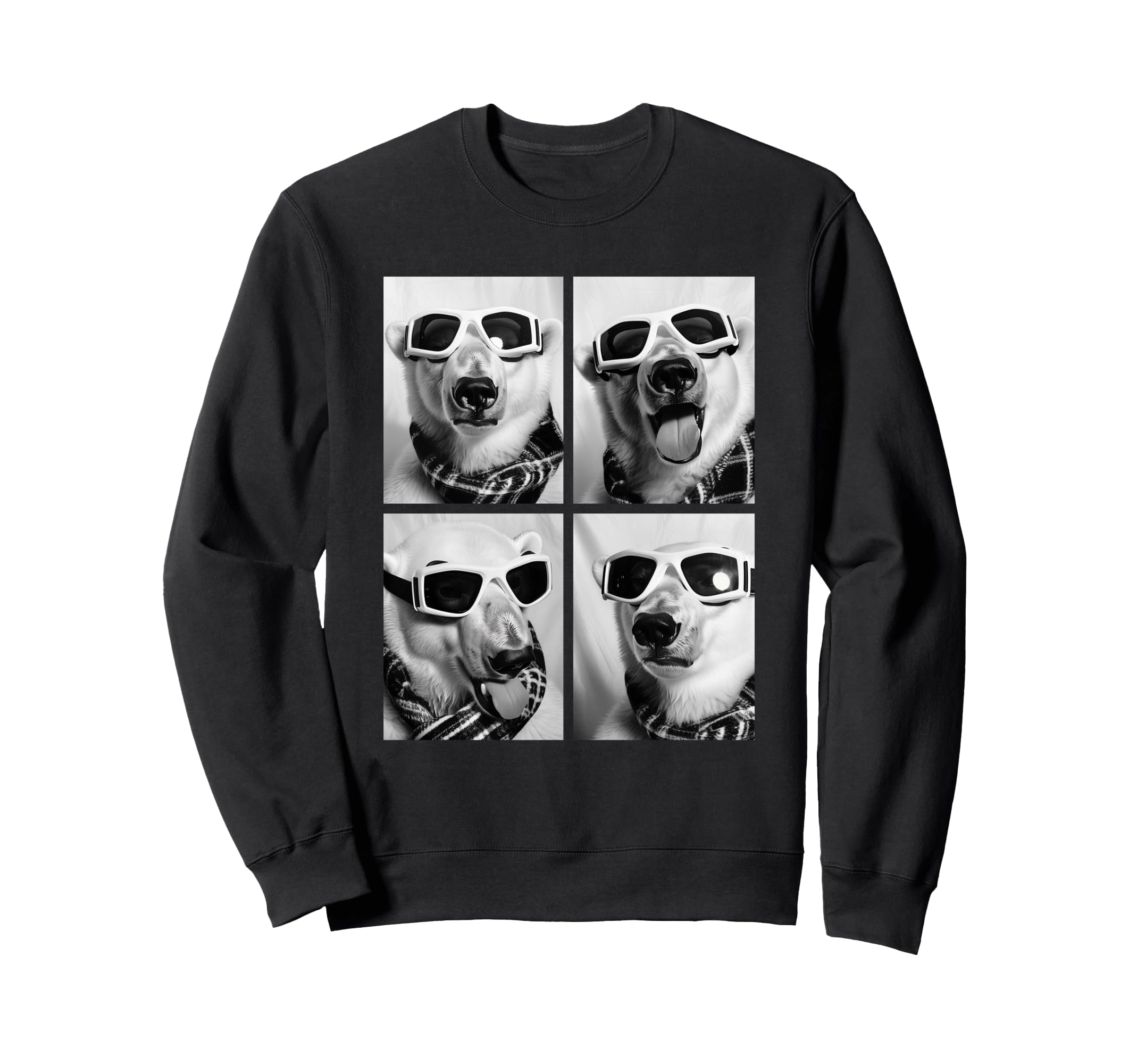 

Cute Polar Bear with Snow Funny Winter Animal Sweatshirt Goggles, чёрный