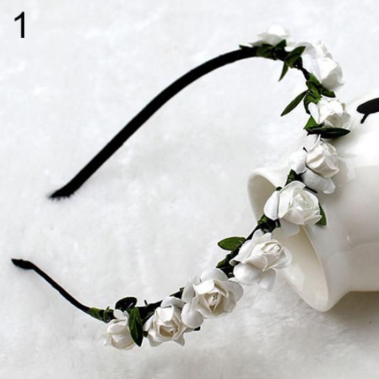 Rose Flower Crown Festival Headband Wedding Garland Floral Hairband Accessory