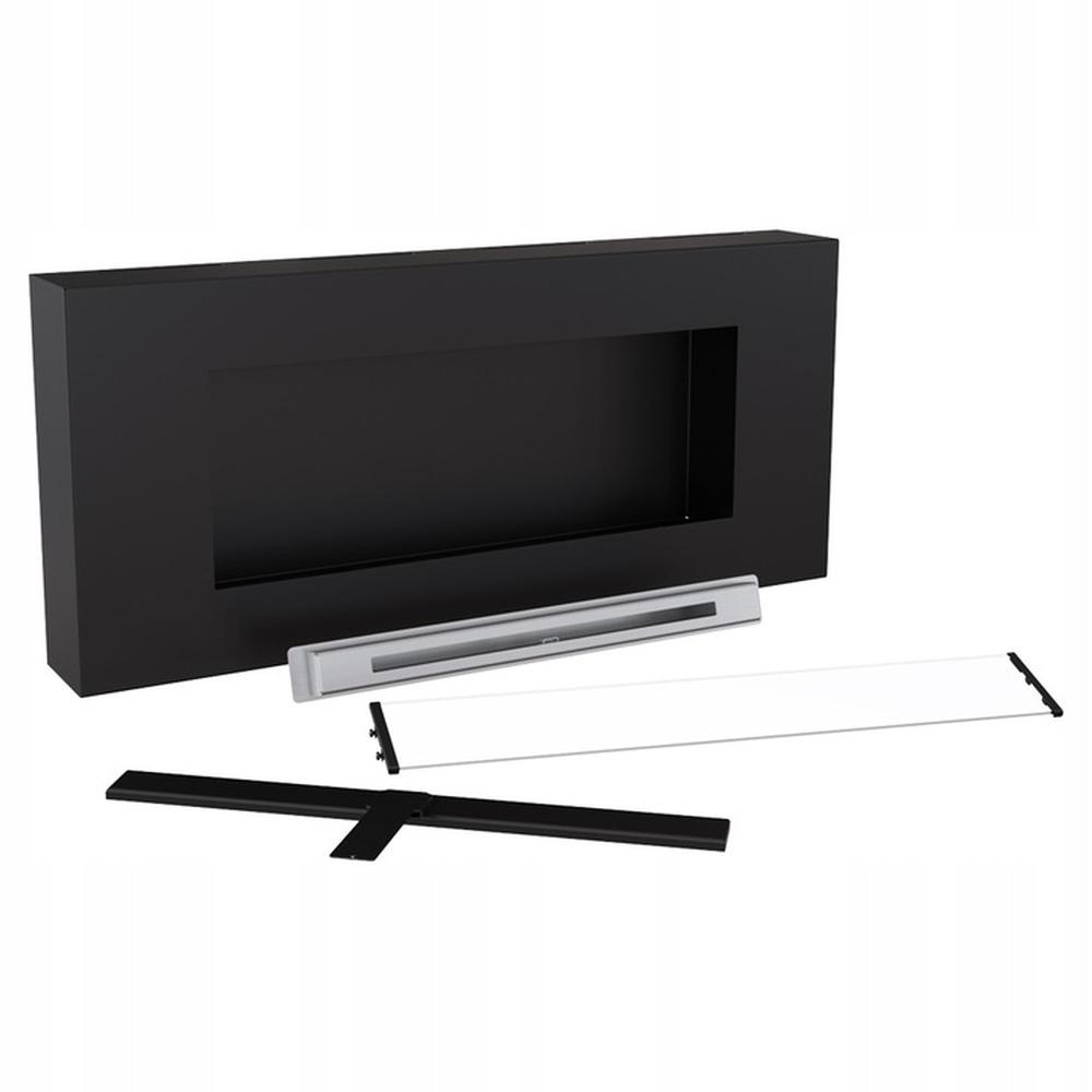 Wall mounted Bioethanol fireplace DELTA FLAT black with glazing TÜV