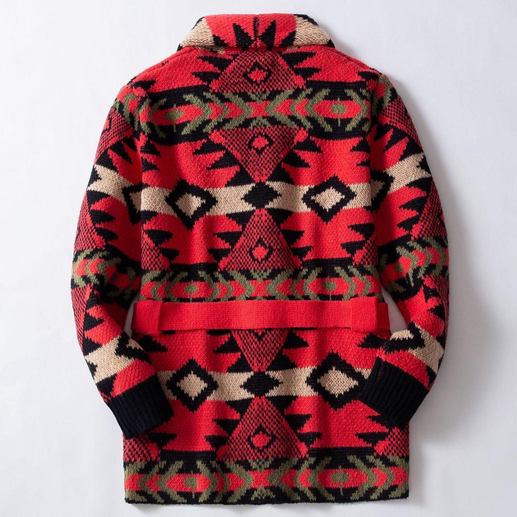 Men's Retro Knit Sweater Coat - Thick Jacquard for Fall/Winter
