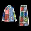 Fashion Style 2024 Summer New Arrival Women's Clothing Fashionable Temperamental All-Match Print Suit Shirt High Waist Casual Trousers