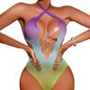Gradient Erotic Lingerie Sexy See-through Temptation Hollow Out Sleeveless Tight Bodysuit
