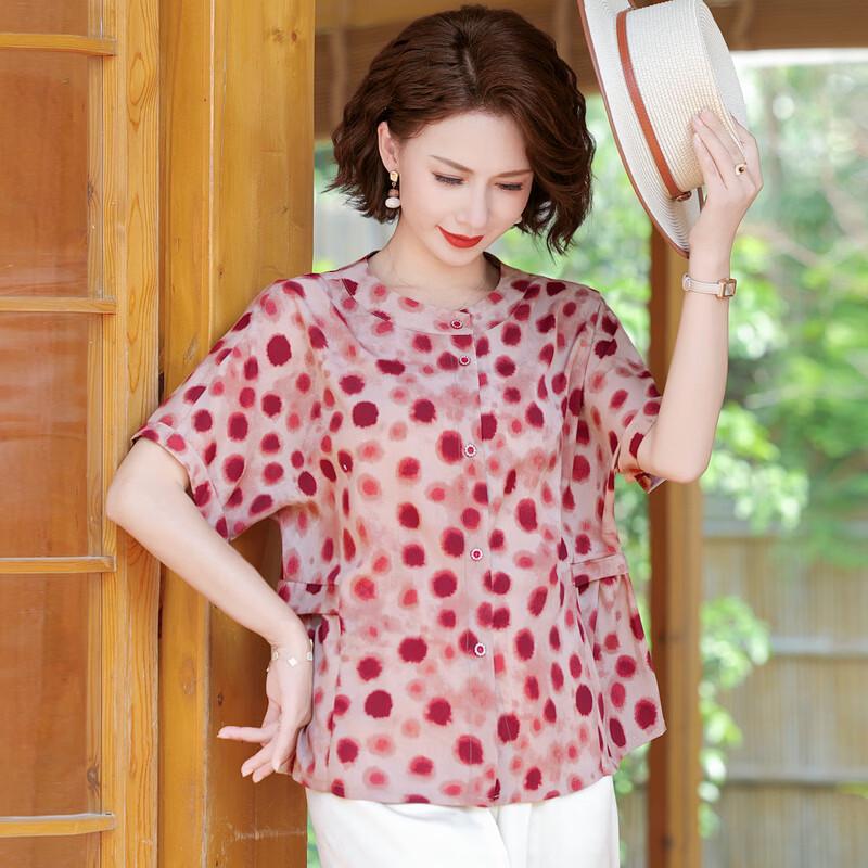 Elegant Polka Dot Chiffon Blouse for Middle-Aged Women