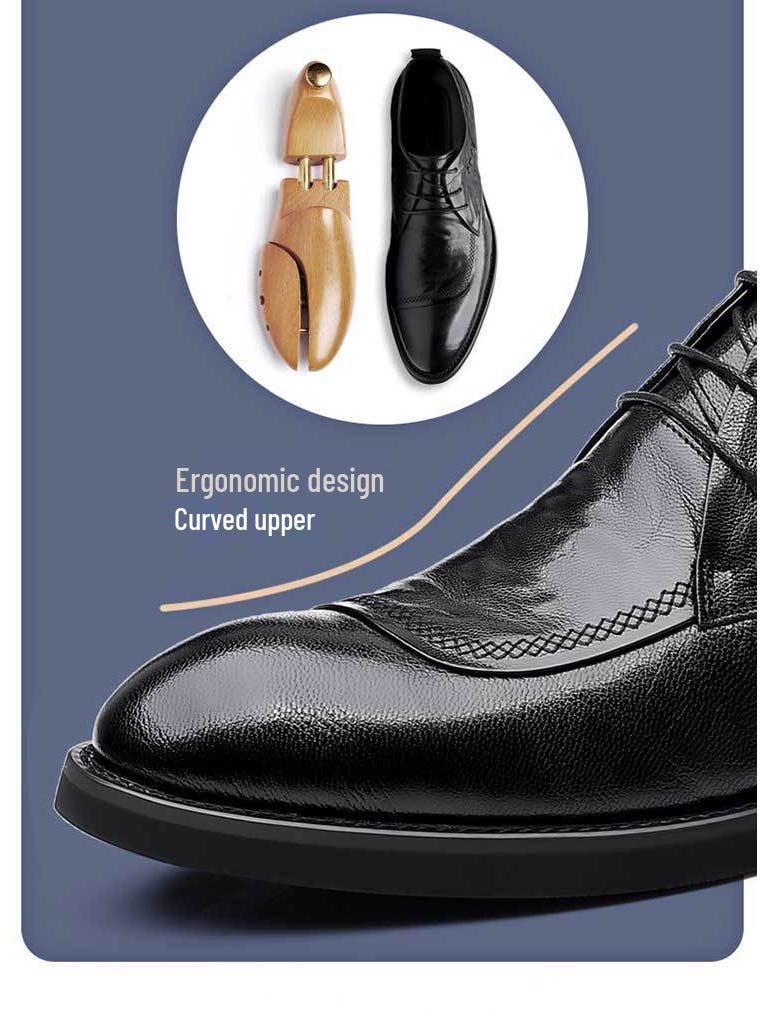 Herrenschuhe aus atmungsaktivem Leder im koreanischen Stil: Business, Casual, Formal, Hochzeit Weiche Sohlen