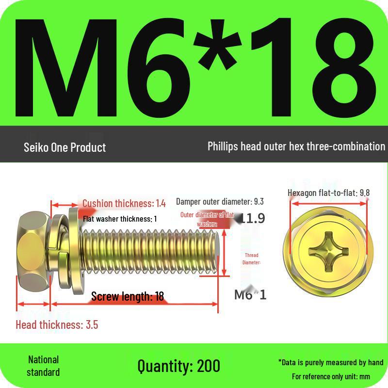 Hexagon Head Combination Screw Bolt Set with Washer and Spring Washer