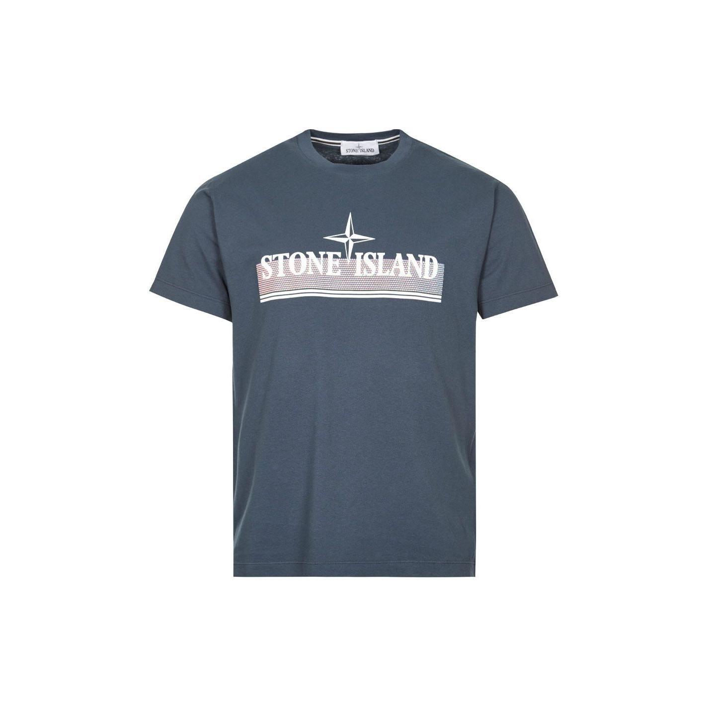 Stone Island Logo Print Crew Neck Short Sleeve T-Shirt Men tops Dark-Blue 76152NS92-V0024 XL