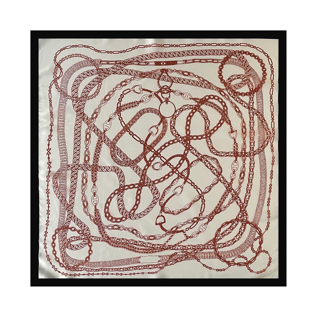 Spring/Summer wholesale square scarves, vintage American chain scarves, European and American imitation silk satin scarves, decorated women's