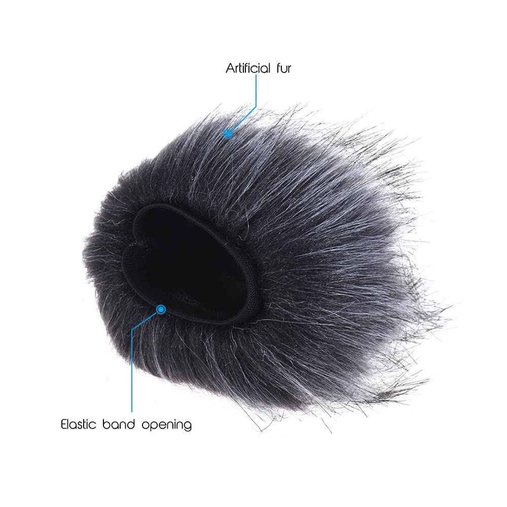 EY-M23 Faux Fur Wind Screen 12cm X 12cm for Zoom H1 H2N H4N Pro H6 D50 D100 Recorders Gray White