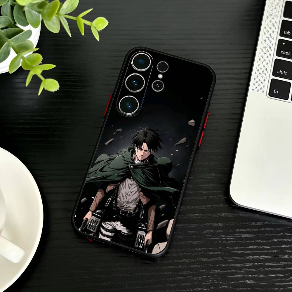 Attack On Titan Levi Ackerman Phone Case For Samsung S26,S25,S24,S23,S22,S21,S20,Ultra,Plus,FE Black Soft Cover