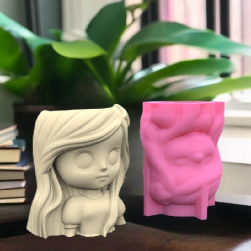 Little Girl Shaped Planter Mold Flowerpots Molds Silicone Concrete Mould Hand-Making Supplies for DIY Flowerpot Crafting
