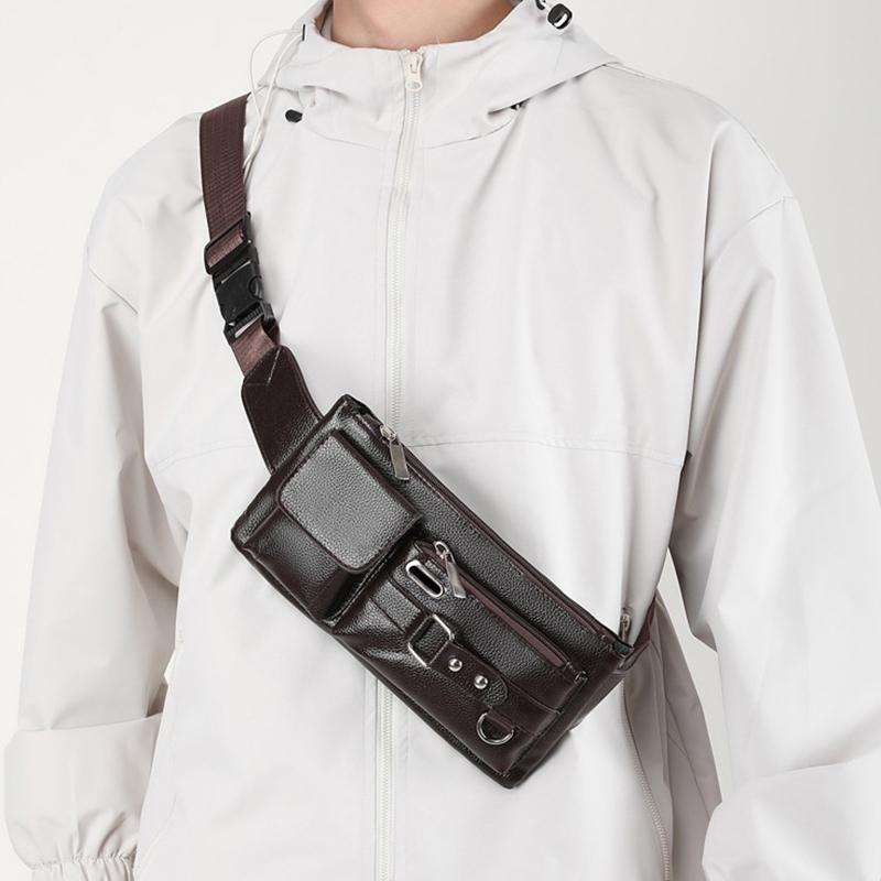 Brand Unisex Single-Shoulder Multi-Function Large-Capacity Waist Bag Men'S Chest Bag Casual Messenger Bag Wallet