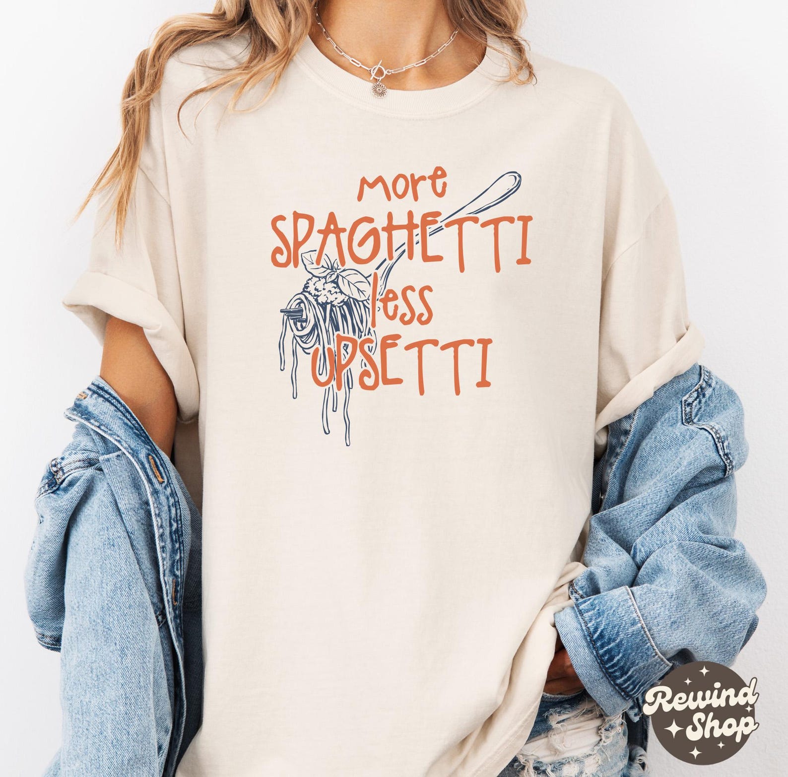 Mental Health Spaghetti Shirt Graphic Tee, Food lover Gift, More Spaghetti Less Upsetti Comfort Colors Shirt, Pasta Shirt L