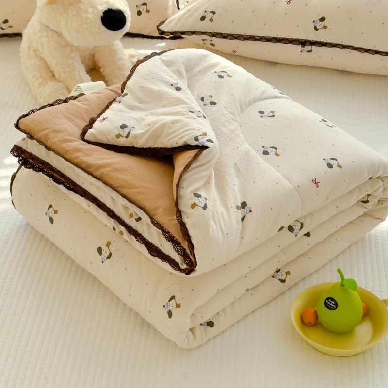 New Sweet Printed Air-Condition Blanket Soft Skin-Friendly Quilted Quilt Breathable Cooling Summer Comforter Queen King Beds