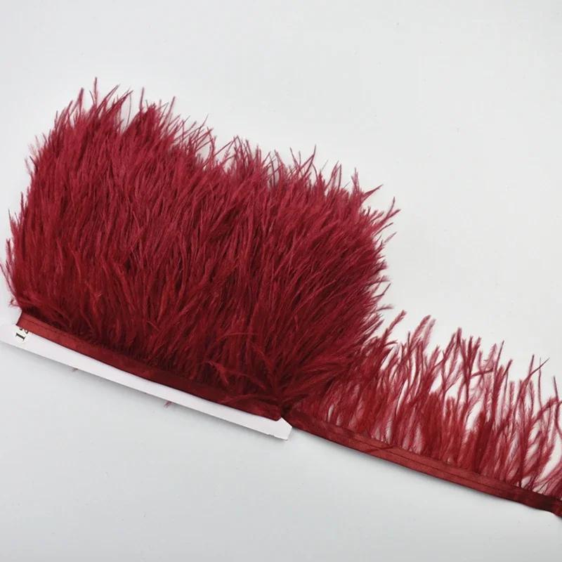 1M 5M 10Meter 8-10Cm Black Ostrich Feather  Trims Natural White Ostrich Feather For Craft Ribbon Fringe For Skirt Party Clothing