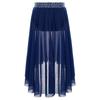 Saia de Dança Lírica para Meninas com Cós de Strass Brilhantes Saia de Malha High-Low Fenda Lateral Contemporâneo