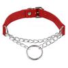 European & American Punk Style PU Leather O-Ring Collar Necklace with Chain