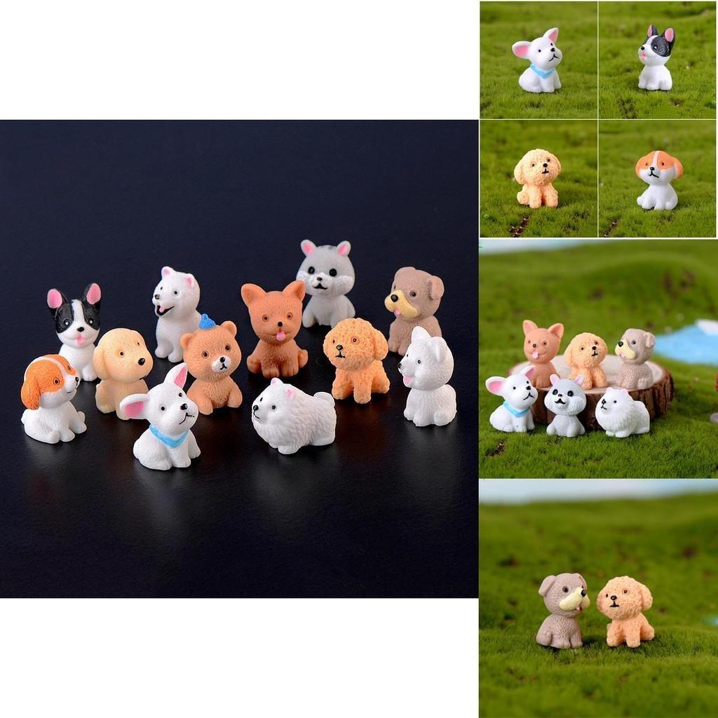 Cute Mini Resin Dog Dolls 12 Style Handicraft Ornaments Ideal For Micro Landscape Decor