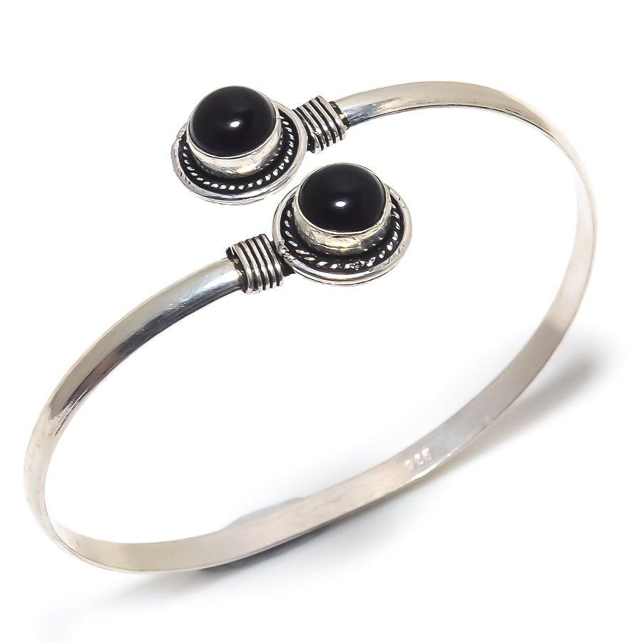 

Рождественский подарок ручной работы браслет-манжета из натурального черного оникса с драгоценным камнем Adj. г5ч76