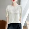 This Summer's New Hollowed-out Knitted Short-sleeved T-shirt Is A Versatile and Slimming Round-neck Top