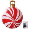 24 Inch Light Up PVC Inflatable Christmas Ball New Years Christmas Ornaments with Light and Remote Holiday Yard Lawn Porch Decor