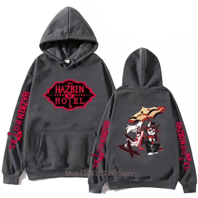 Hazbin Hotel Graphic Print Men Clothing Hoodies Fall Winter Casual Fashion Women Streetwear Long Sleeve Tops Fleece Pullover