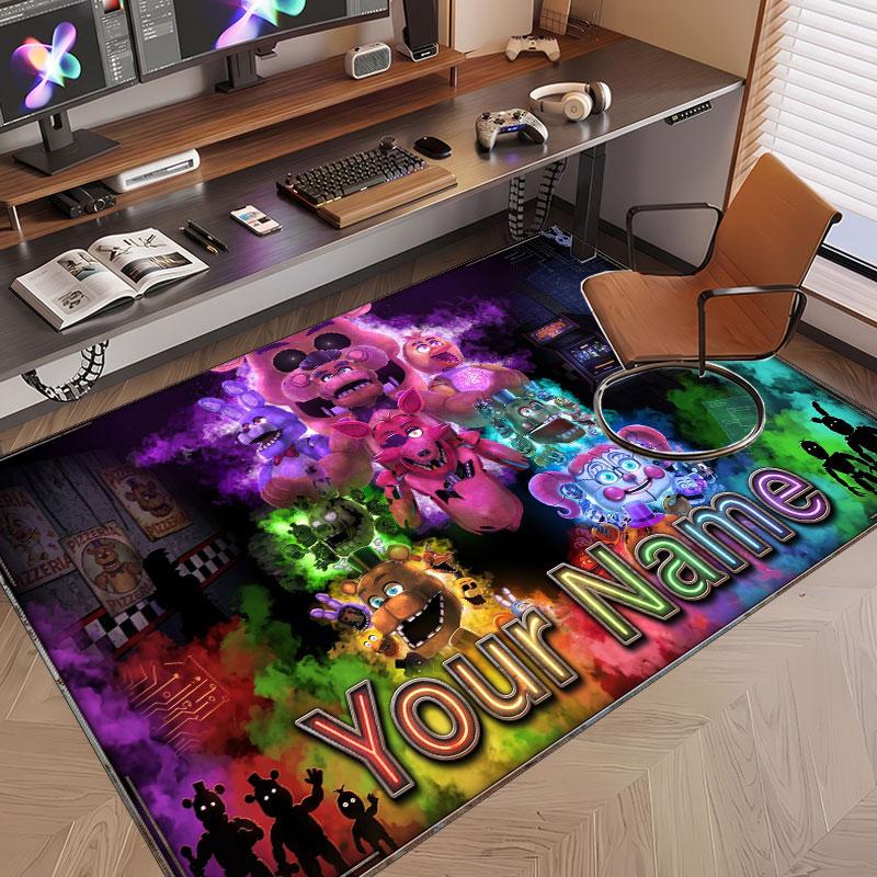 Custom Name Text Crystal Velvet Rug,Five Nights at Freddy’s Soft Plush Decorative Non Slip Floor Carpet