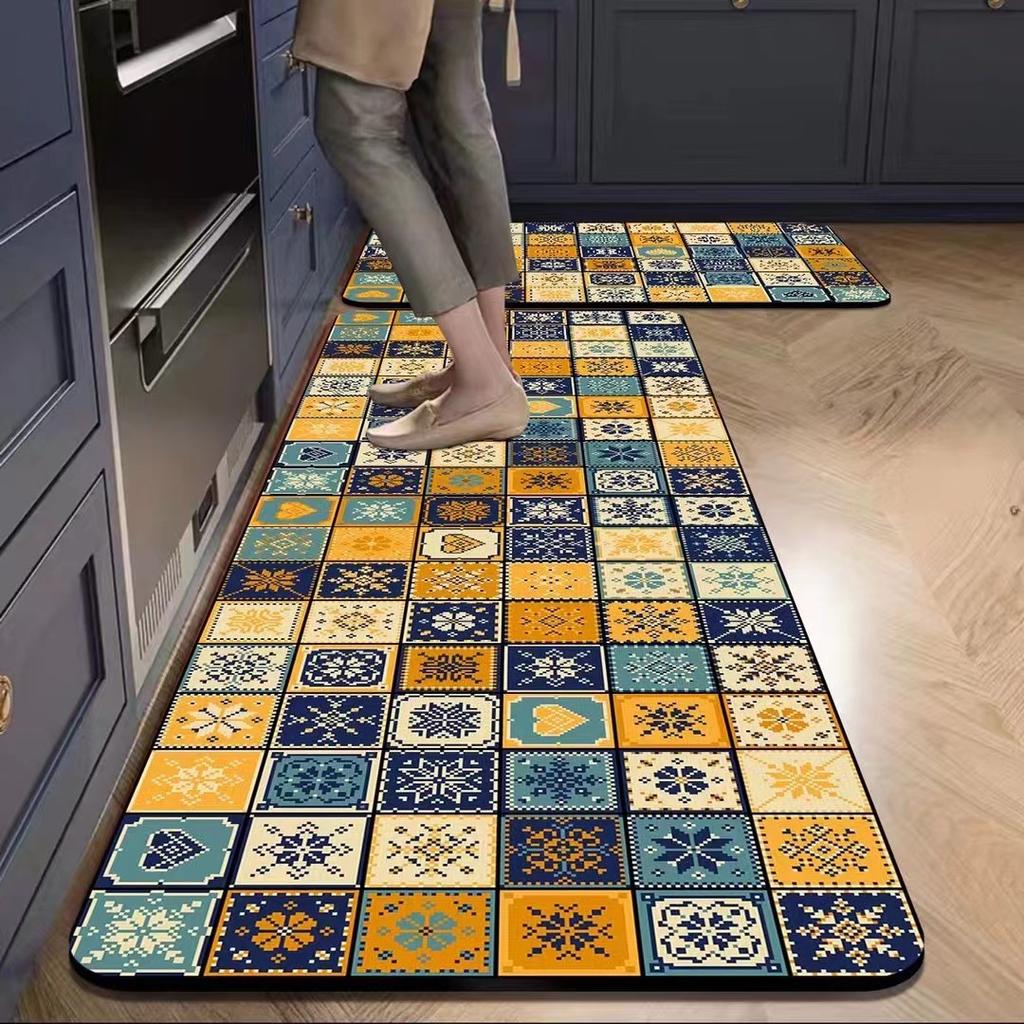 American Retro Kitchen Mat, Soft and Non-slip Entrance Door Mat, Corridor and Laundry Room Carpet, Home Decoration