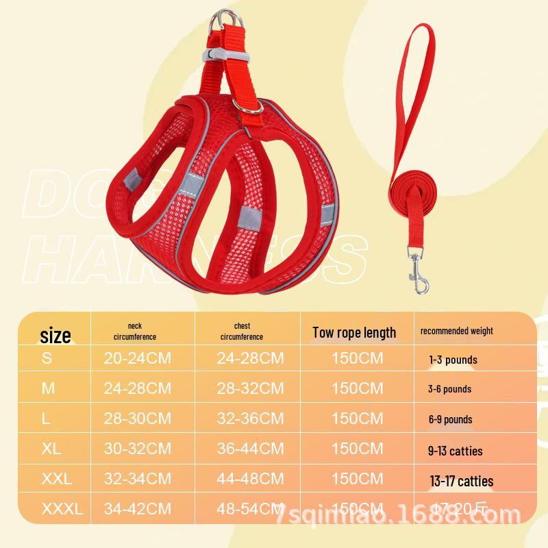 Reflective Vest-Style Pet Harness with Leash - Breathable for Cats & Dogs