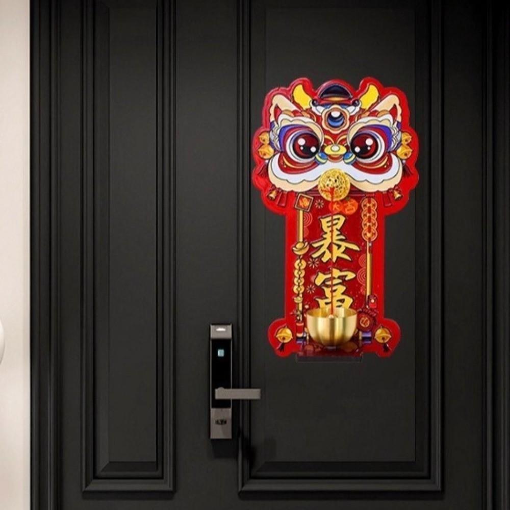 Creative Cartoon Lion Doorbell Dopamine Red Entrance Door Bells Hanging Decoration Magnetic Suction Reminder Wind Chimes Bedroom