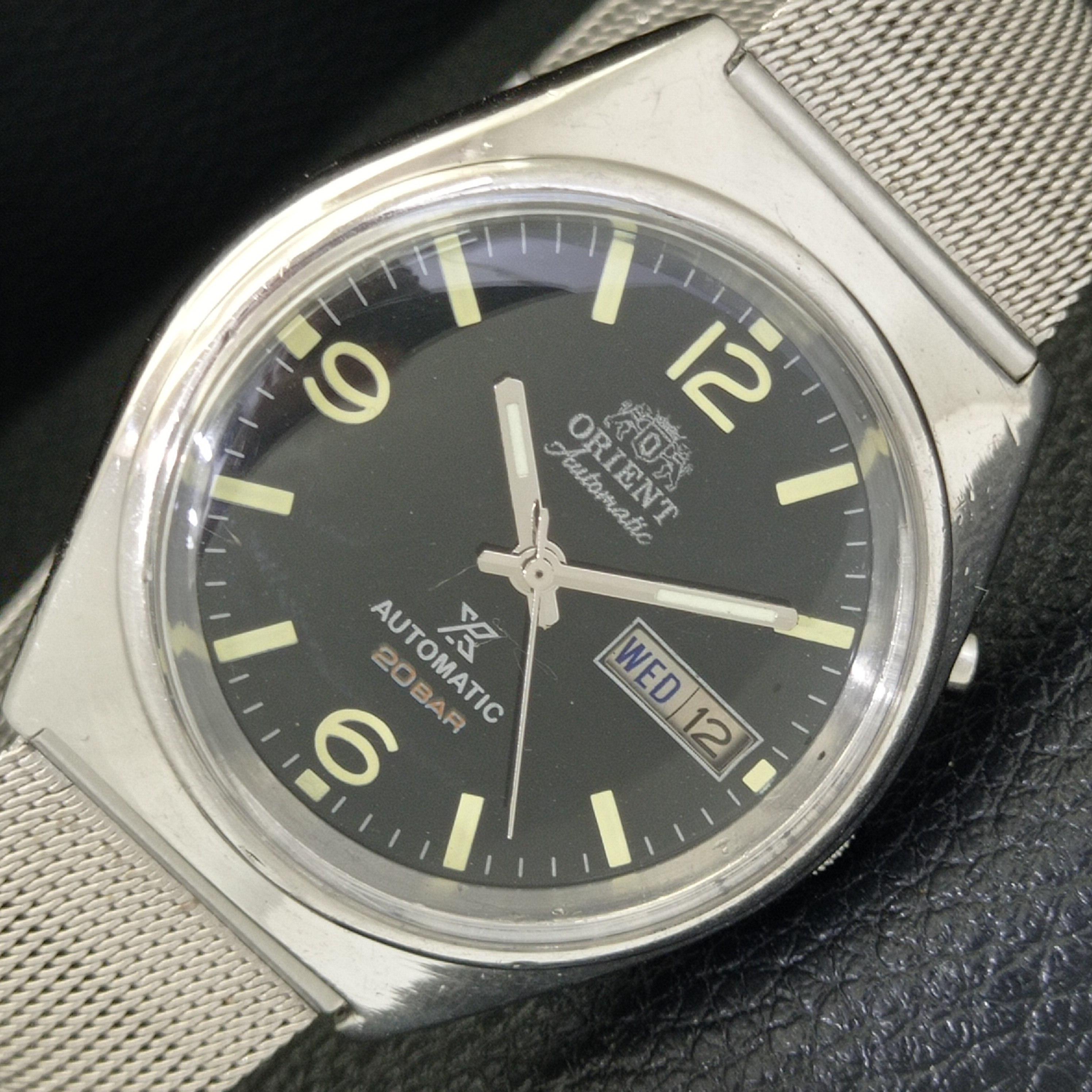 

VINTAGE ORIENT AUTOMATIC 46941 JAPAN MENS BLACK COLOR DIAL WATCH a700611-5 R204-a700611